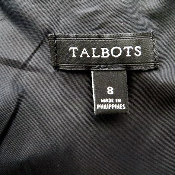 TALBOTS Geometric Print Short Sleeve Sheath Dress Black White SZ 8 - Picture 2 of 6